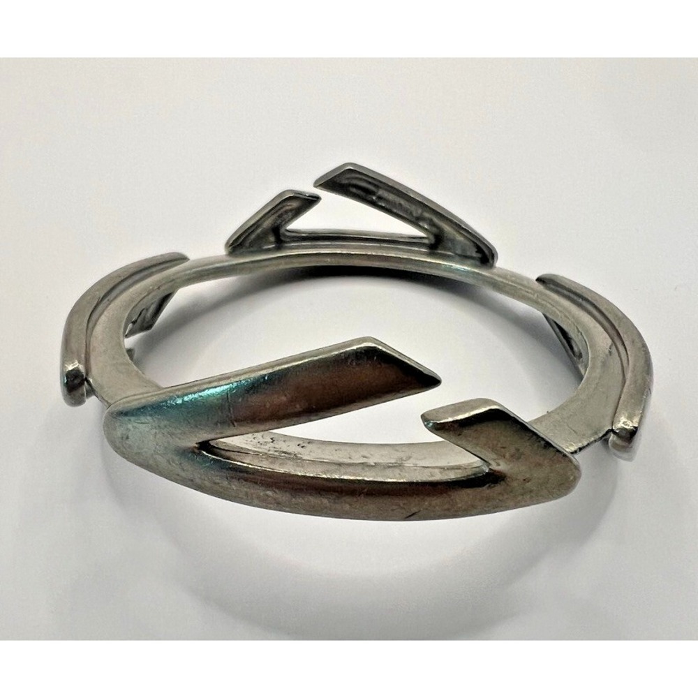 Ben Amun 1980s‎ Modernist Pewter Tone Bangle Bracelet Isaac Manevitz Vintage